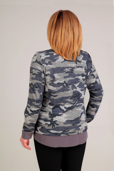 Удлиненная блуза из трикотажа с карманами и разрезами Таир-Гранд 62297 серый - фото 2