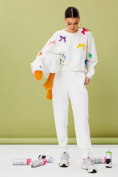 Костюм свободного силуэта из трикотажа хлопка с бантиками Tattica 708 - фото 3