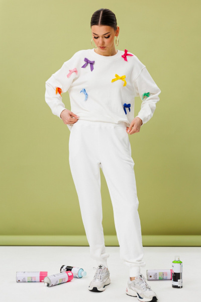 Костюм свободного силуэта из трикотажа хлопка с бантиками Tattica 708 - фото 2