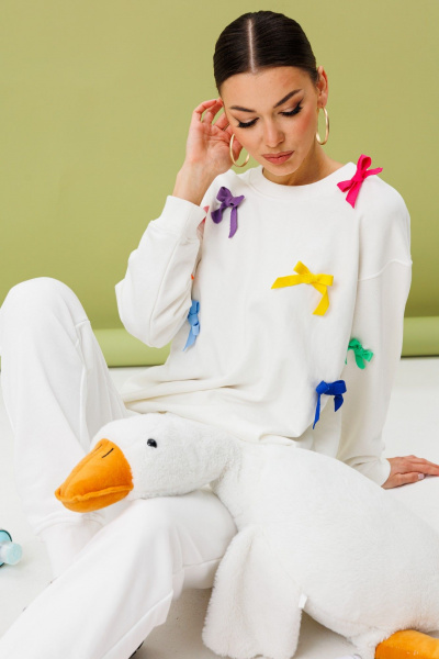 Костюм свободного силуэта из трикотажа хлопка с бантиками Tattica 708 - фото 5