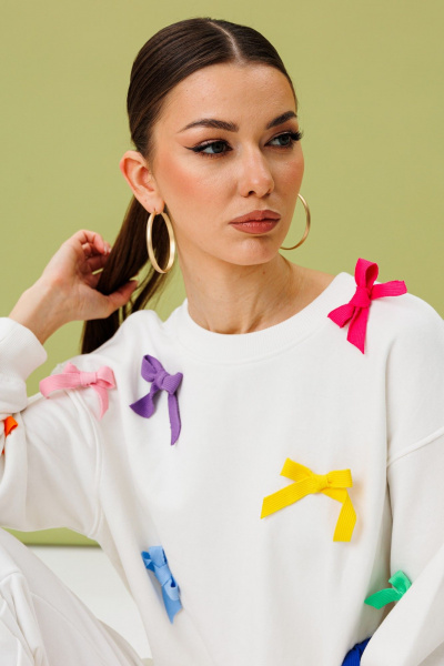 Костюм свободного силуэта из трикотажа хлопка с бантиками Tattica 708 - фото 6