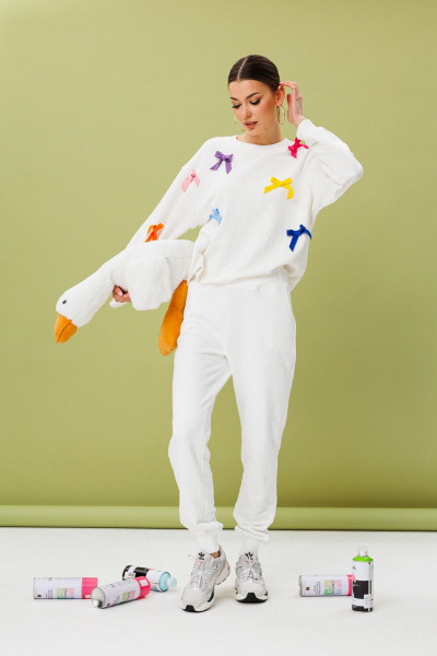 Костюм свободного силуэта из трикотажа хлопка с бантиками Tattica 708 - фото 1