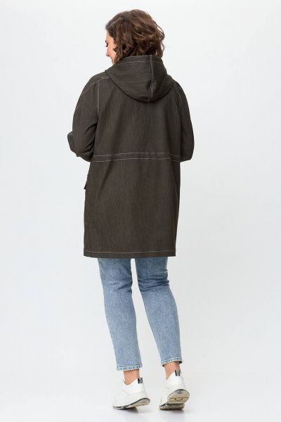 Джинсовая женская куртка свободного силуэта с капюшоном Zlata 4406 т.оливковый - фото 3
