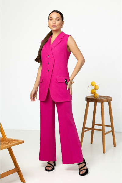 Летние розовые брюки-карго из текстиля с резинкой на поясе Lissana 4882 - фото 3