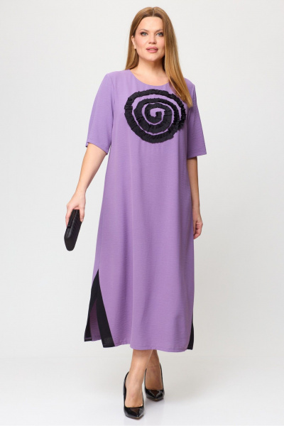 Легкое платье в стиле casual с цветочным декором Michel chic 2162 сирень - фото 3