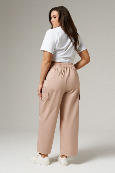 Бежевые хлопковые брюки с кулисами и карманами Панда 176160w бежевый - фото 2