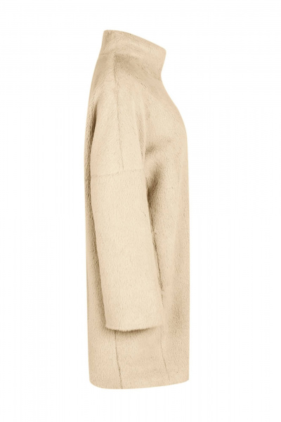 Пальто женское до колена с комбинированными рукавами и клапанами Elema 1-721-170 бежевый - фото 2