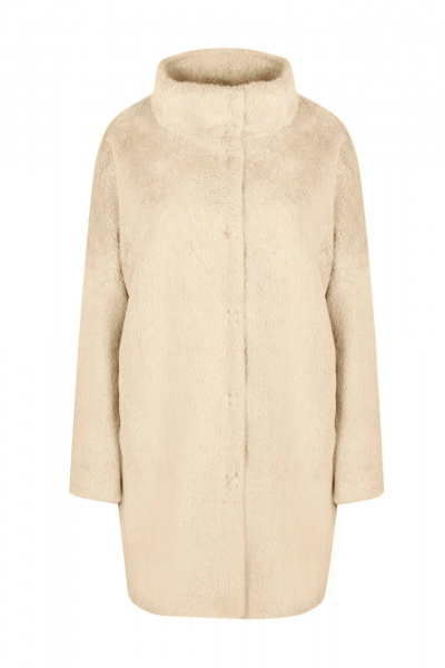 Пальто женское до колена с комбинированными рукавами и клапанами Elema 1-721-170 бежевый - фото 1