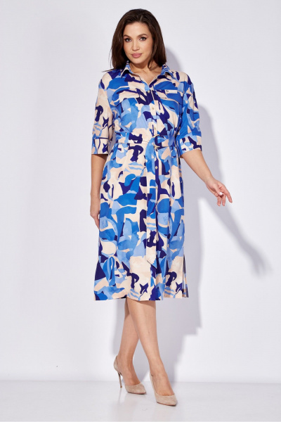 Летнее рубашечное платье с поясом и рукавом 3/4 TAiER 1275 - фото 4