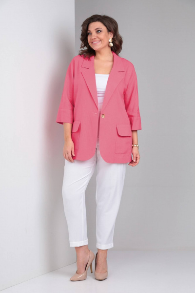 Брюки, жакет LadisLine 1487 коралл+белый - фото 2