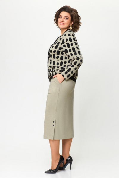 Комплект из жакета и юбки из трикотажа на каждый день DaLi 5677к беж_с_чёрным - фото 5