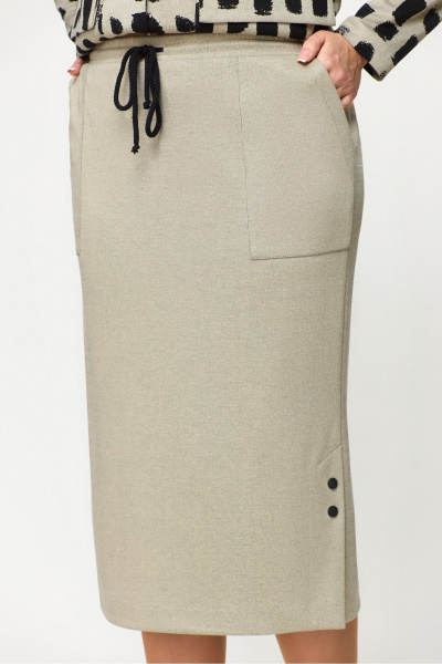 Комплект из жакета и юбки из трикотажа на каждый день DaLi 5677к беж_с_чёрным - фото 4