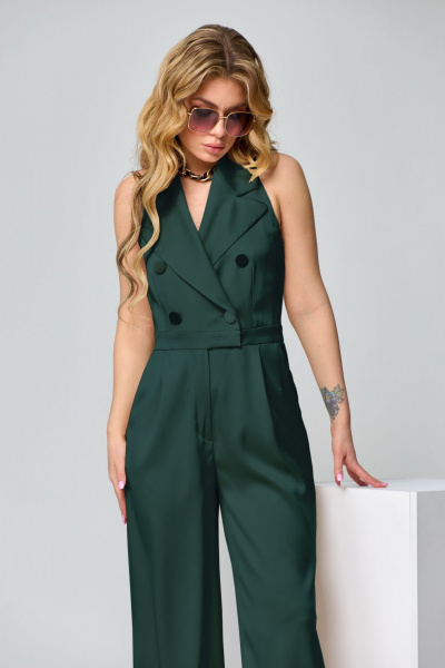 Комбинезон из текстиля в стиле кэжуал с двубортом и широкими штанами ALEZA 1197.3 - фото 2