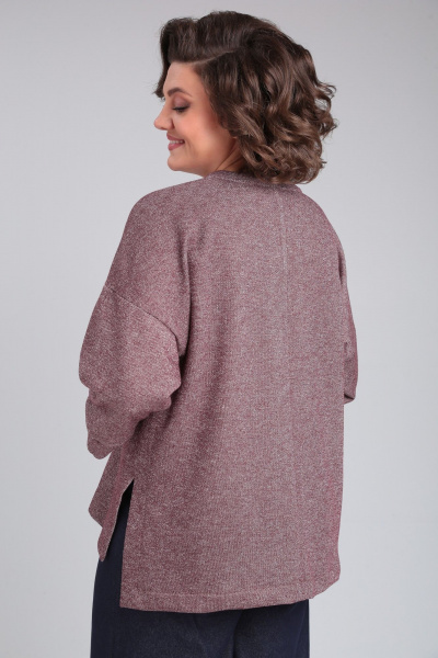 Демисезонный красный трикотажный хлопковый джемпер с кружевом Michel chic 783 бордо - фото 7