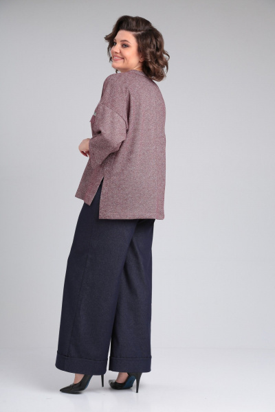 Демисезонный красный трикотажный хлопковый джемпер с кружевом Michel chic 783 бордо - фото 6