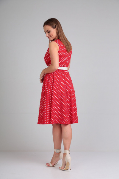 Летнее платье в стиле на каждый день с ремнем Lady Line 544 красный - фото 10