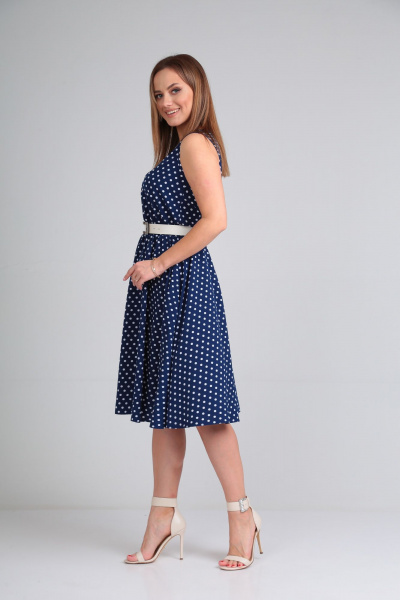 Летнее платье с отрезной талией и полусолнце Lady Line 544 синий - фото 2