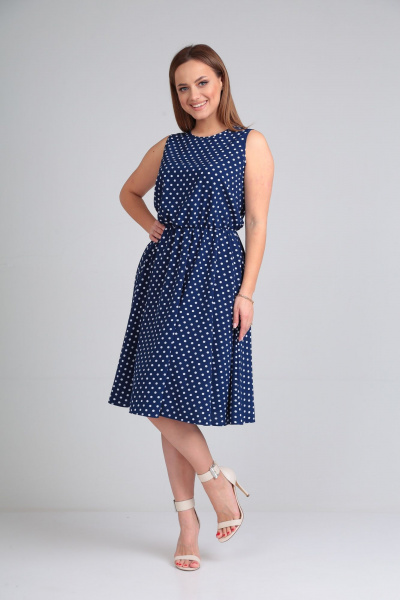 Летнее платье с отрезной талией и полусолнце Lady Line 544 синий - фото 5
