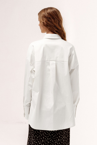 Рубашка оверсайз с рюшами и складками для повседневной носки FLAIM 1046.02 белый - фото 2