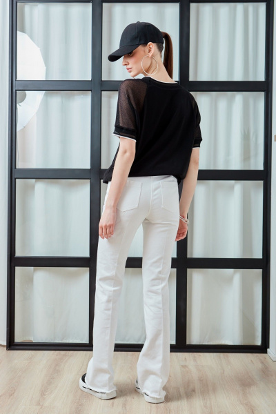 Черный трикотажный джемпер оверсайз с рельефами DAVYDOV 9289 - фото 2