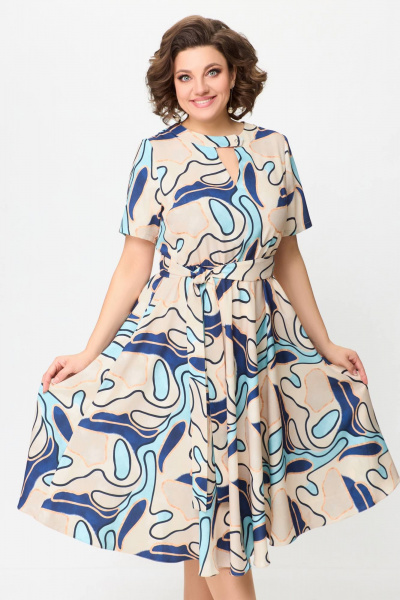 Платье на каждый день из тонкого текстиля с расклешенной юбкой Swallow 721 - фото 12