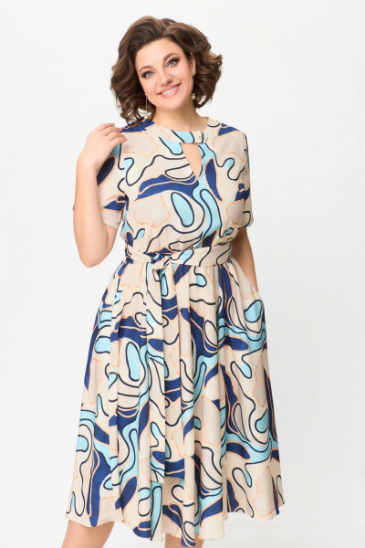 Платье на каждый день из тонкого текстиля с расклешенной юбкой Swallow 721 - фото 11