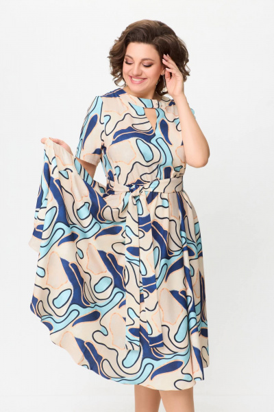 Платье на каждый день из тонкого текстиля с расклешенной юбкой Swallow 721 - фото 10