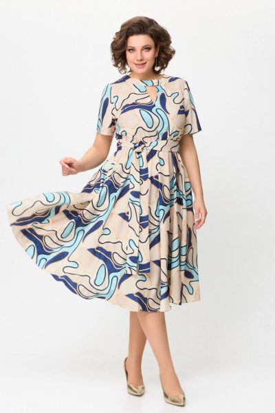 Платье на каждый день из тонкого текстиля с расклешенной юбкой Swallow 721 - фото 7