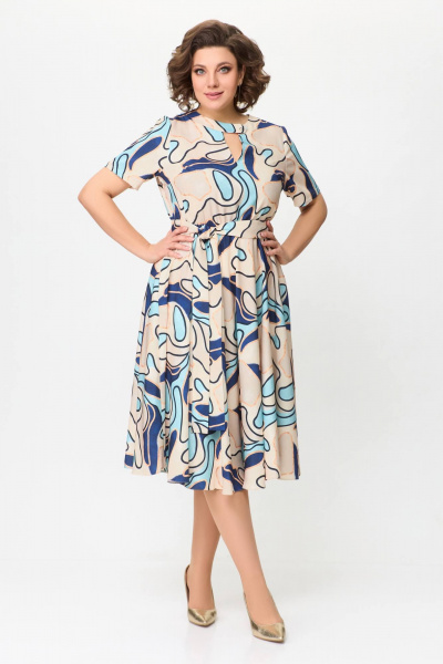 Платье на каждый день из тонкого текстиля с расклешенной юбкой Swallow 721 - фото 6