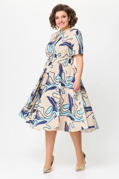 Платье на каждый день из тонкого текстиля с расклешенной юбкой Swallow 721 - фото 5