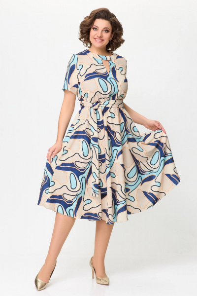 Платье на каждый день из тонкого текстиля с расклешенной юбкой Swallow 721 - фото 4