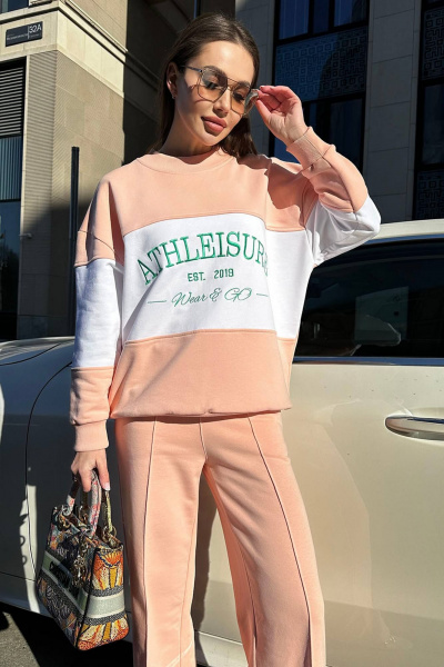 Демисезонный спортивный костюм из трикотажа с oversized свитшотом и брюками GO F3062/07-01 - фото 9