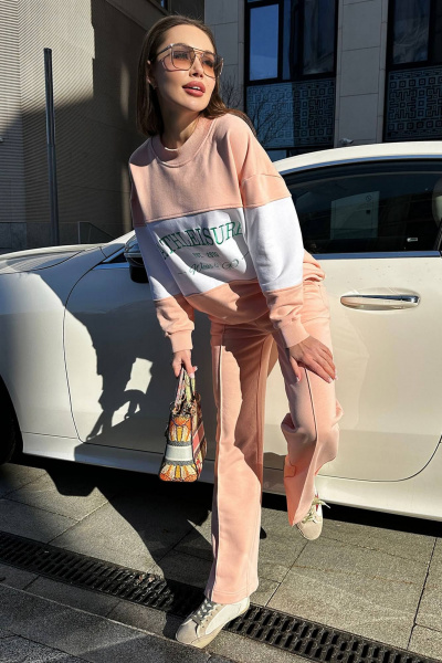 Демисезонный спортивный костюм из трикотажа с oversized свитшотом и брюками GO F3062/07-01 - фото 8