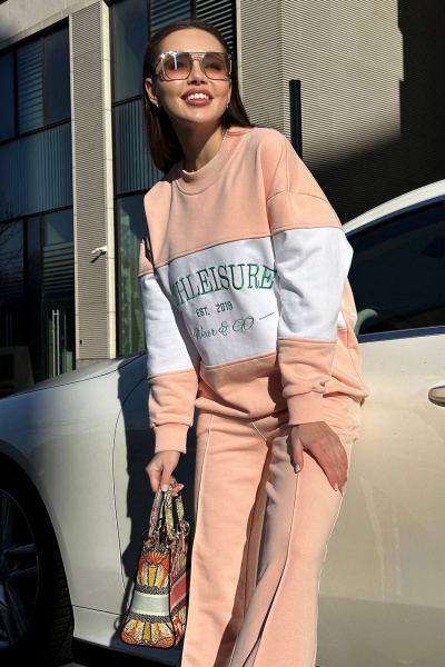 Демисезонный спортивный костюм из трикотажа с oversized свитшотом и брюками GO F3062/07-01 - фото 6