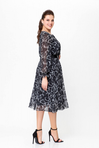 Демисезонное черное платье из шифона с ремнем Swallow 715.1 - фото 6