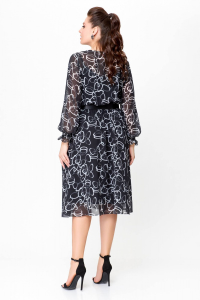 Демисезонное черное платье из шифона с ремнем Swallow 715.1 - фото 5