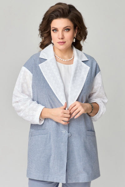 Блуза, брюки, жакет Fita 1531 бело-голубой - фото 7