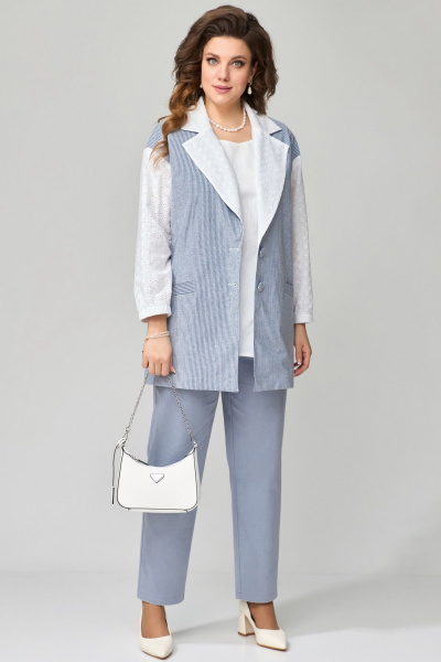 Блуза, брюки, жакет Fita 1531 бело-голубой - фото 4