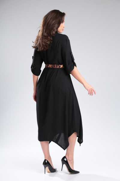 Бохо платье из плательной ткани с пуговицами Michel chic 2161 черный - фото 7