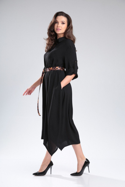 Бохо платье из плательной ткани с пуговицами Michel chic 2161 черный - фото 6