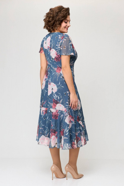 Демисезонный комплект из костюмной ткани: платье и жакет Slaviaelit 166 лазурно-серый+пудровый - фото 10