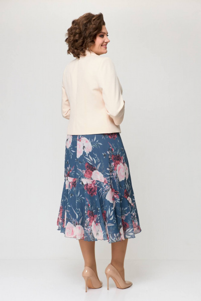 Демисезонный комплект из костюмной ткани: платье и жакет Slaviaelit 166 лазурно-серый+пудровый - фото 6