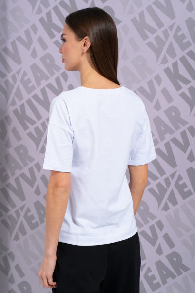 Круглогодичная белая футболка из хлопка с цифровым принтом Kivviwear 4026.143 - фото 9