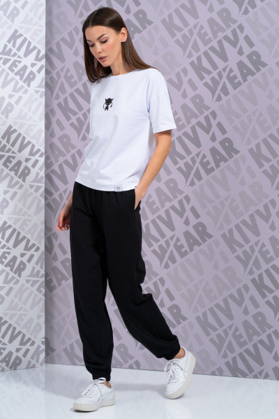 Круглогодичная белая футболка из хлопка с цифровым принтом Kivviwear 4026.143 - фото 5