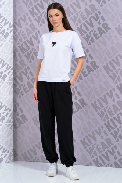 Круглогодичная белая футболка из хлопка с цифровым принтом Kivviwear 4026.143 - фото 2