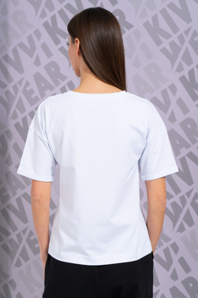 Белая футболка с длинным рукавом и принтом для повседневной носки Kivviwear 4026.144 - фото 9