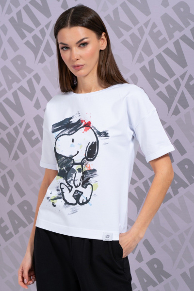 Белая футболка с длинным рукавом и принтом для повседневной носки Kivviwear 4026.144 - фото 8