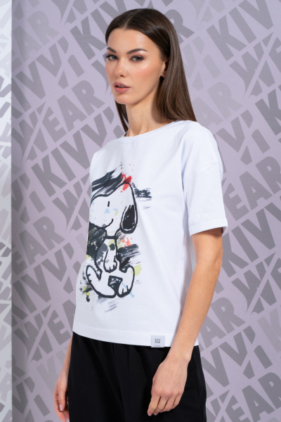 Белая футболка с длинным рукавом и принтом для повседневной носки Kivviwear 4026.144 - фото 7