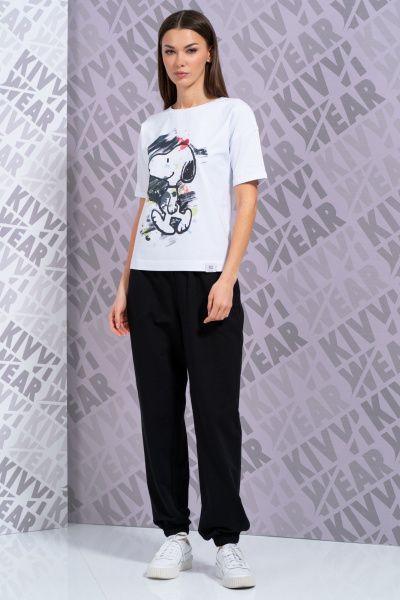 Белая футболка с длинным рукавом и принтом для повседневной носки Kivviwear 4026.144 - фото 3
