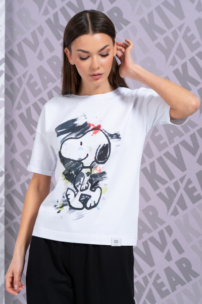 Белая футболка с длинным рукавом и принтом для повседневной носки Kivviwear 4026.144 - фото 1